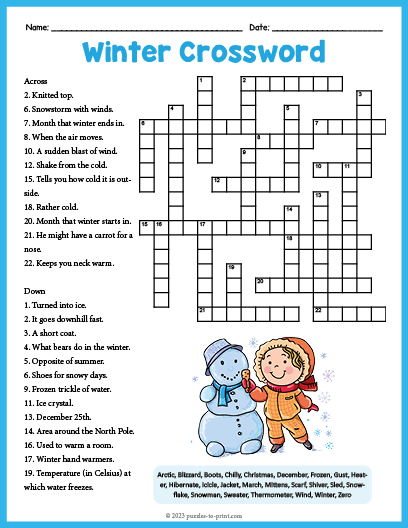 Printable Winter Crossword: Unraveling the Magic of Winter