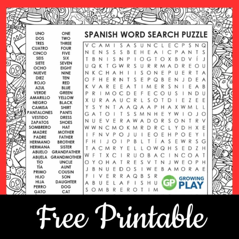 Printable Word Search In Spanish: Engage In Learning And Fun