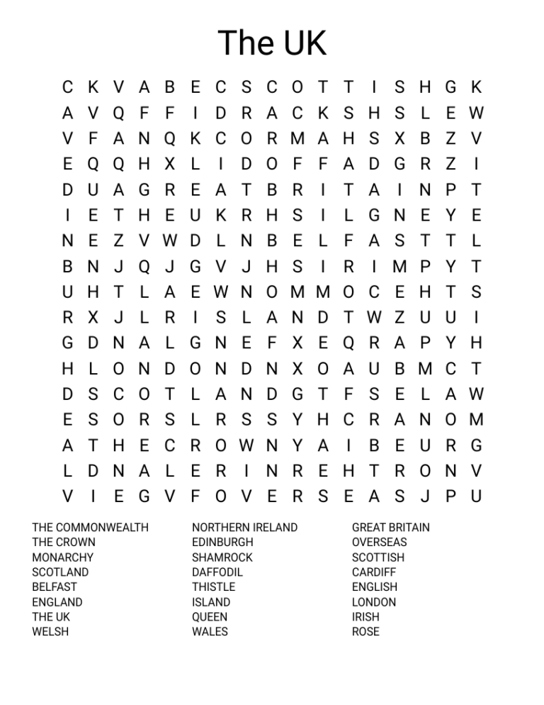 Printable Word Search UK: Dive into a World of Mind-Boggling Puzzles