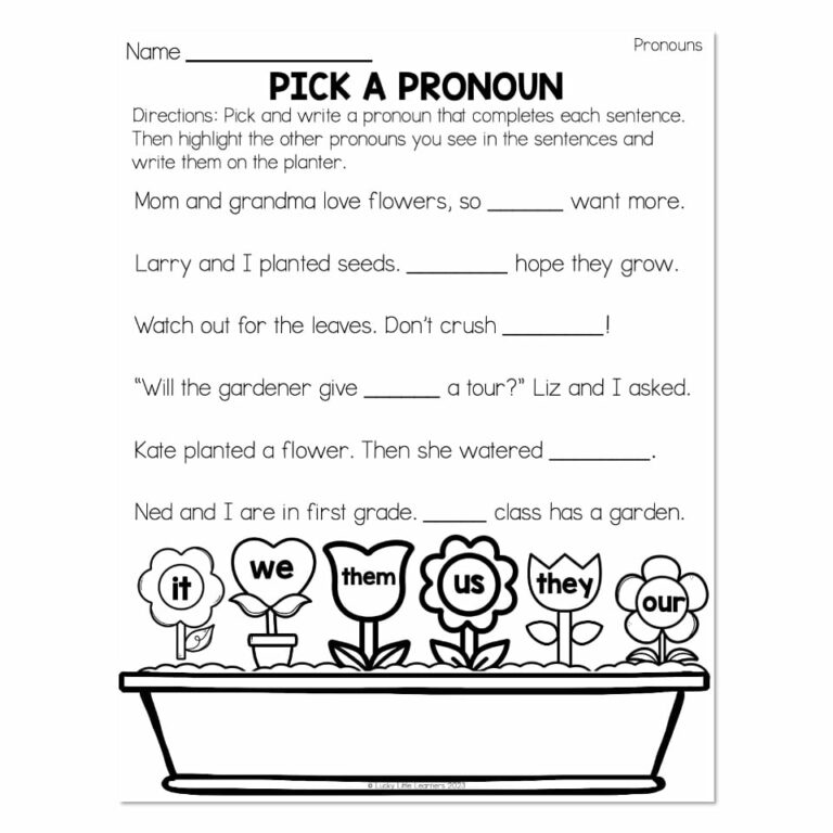 Printable Worksheet On Pronouns: A Comprehensive Guide to Pronoun Usage