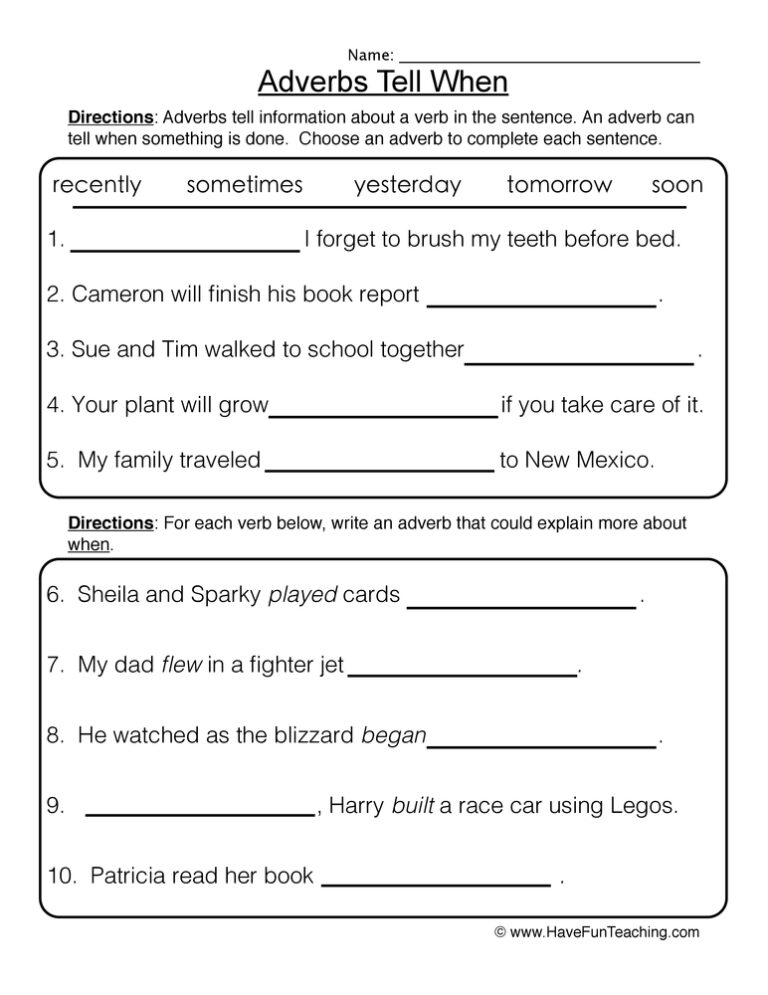 Printable Worksheets for Adverbs: A Comprehensive Guide