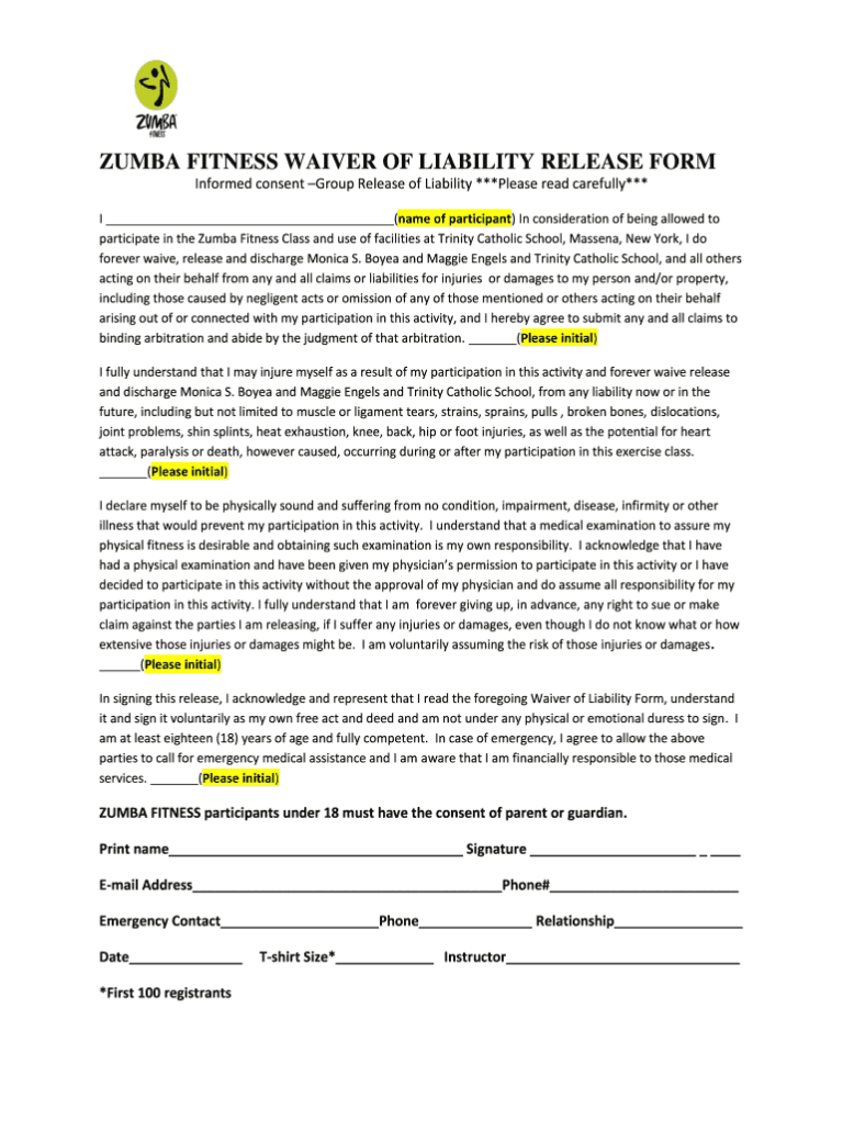 Printable Zumba Waiver Form: A Comprehensive Guide to Safety and Liability
