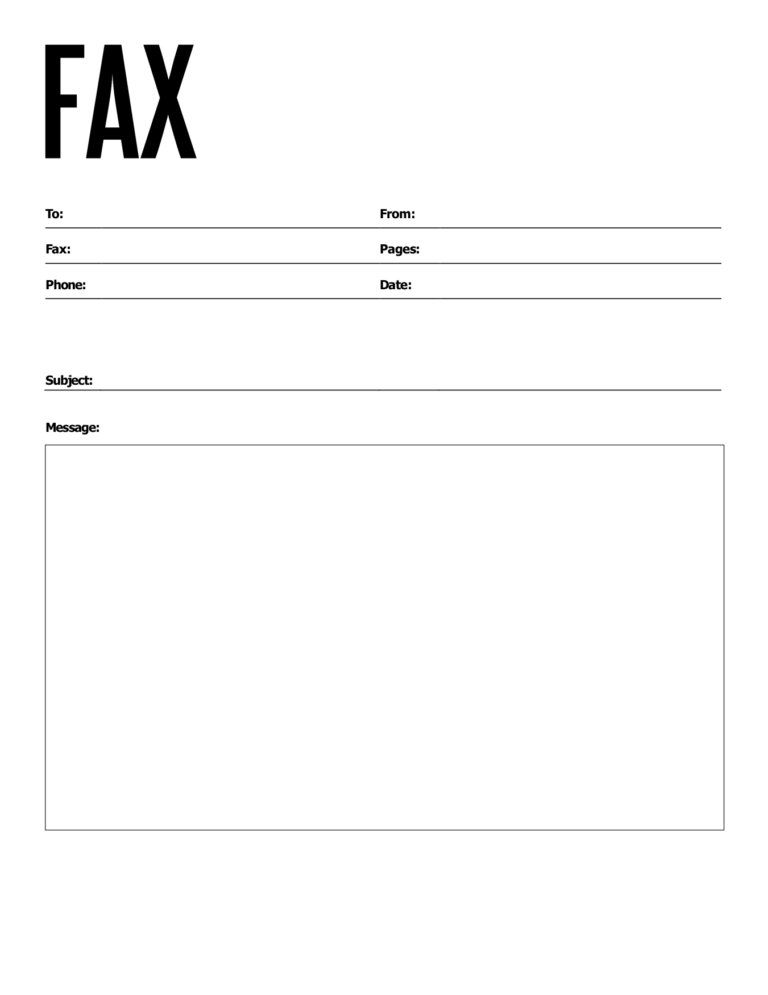 Professional Printable Fax Cover Sheet Templates