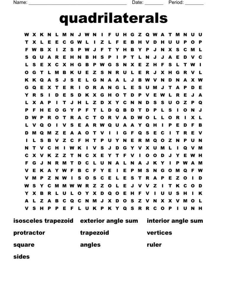 Quadrilateral Word Search: A Puzzle for All Ages