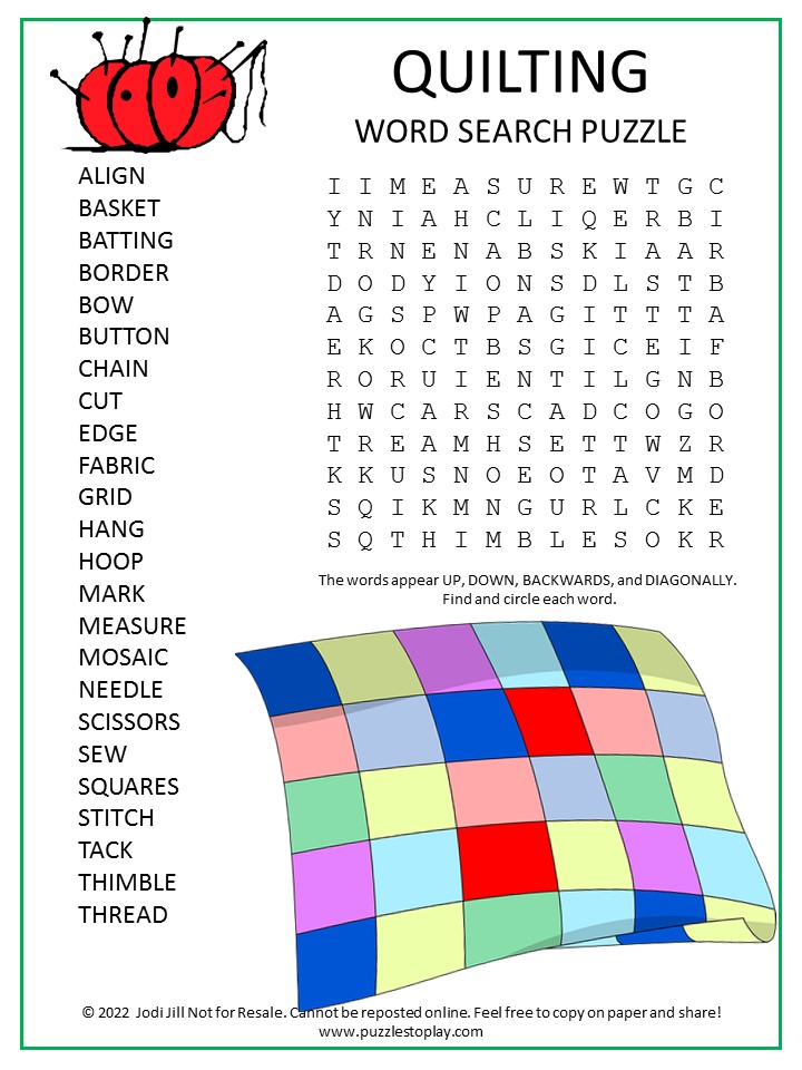 Quilting Word Search: An Immersive Journey into the Art of Quilting