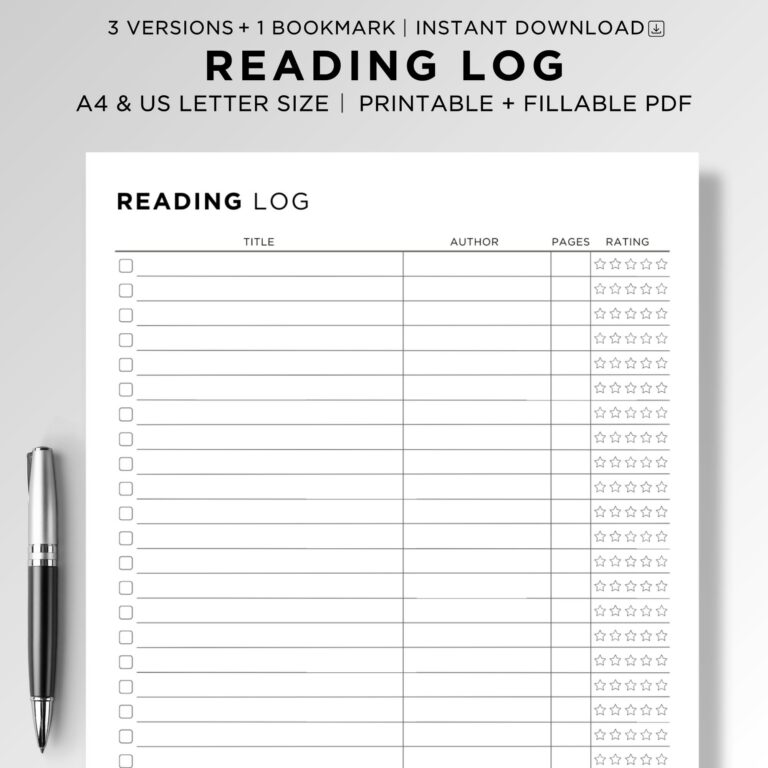 Reading Log Printable: A Comprehensive Guide for Tracking Your Reading Journey