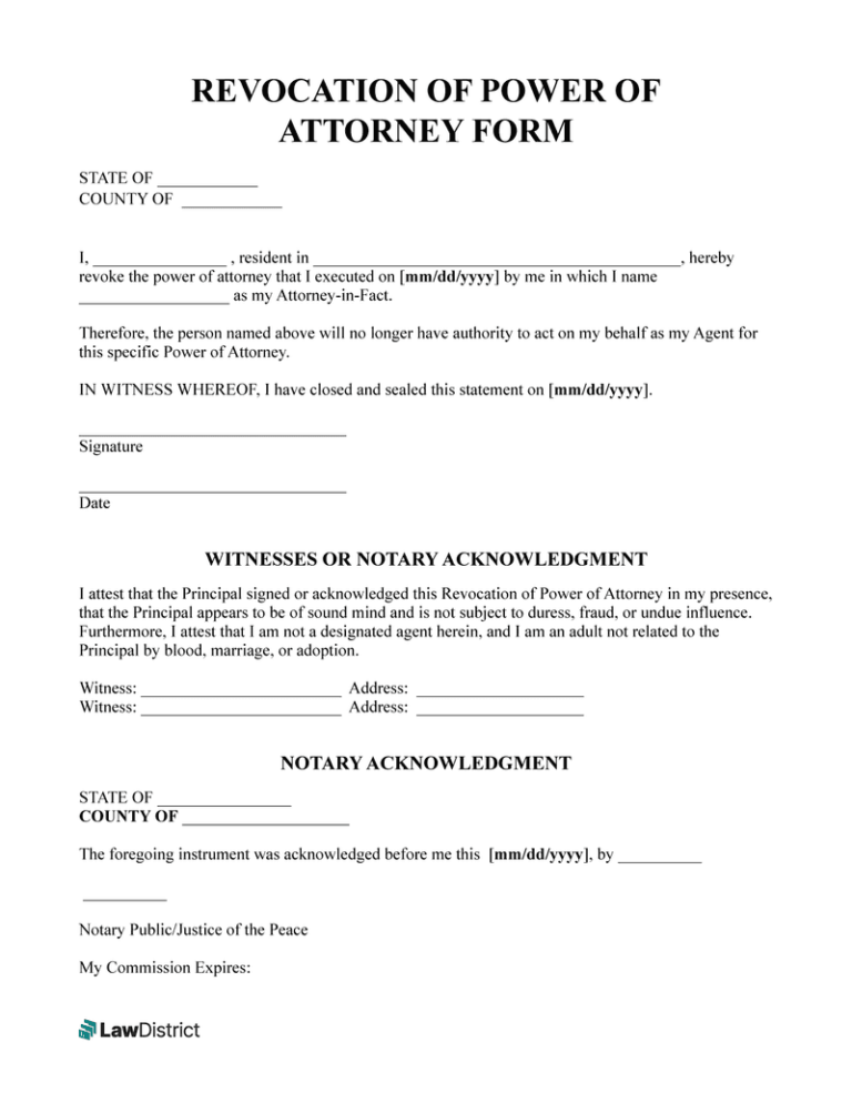 Revoke Power Of Attorney: A Comprehensive Guide to Printable Forms