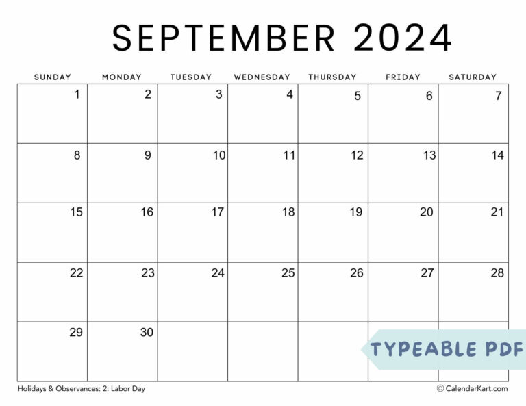 September Calendar Printable: Your Essential Planning Companion