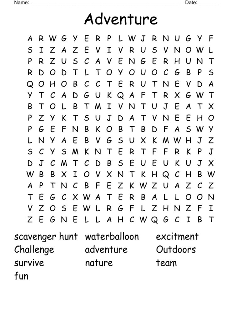 Simple Printable Word Search: A Cognitive Adventure