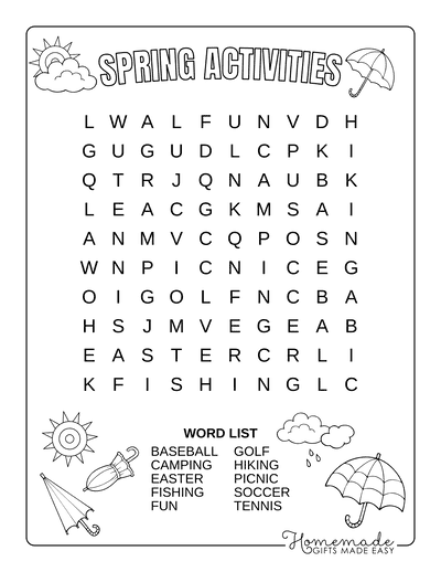 Spring Printable Word Search: A Fun and Educational Activity