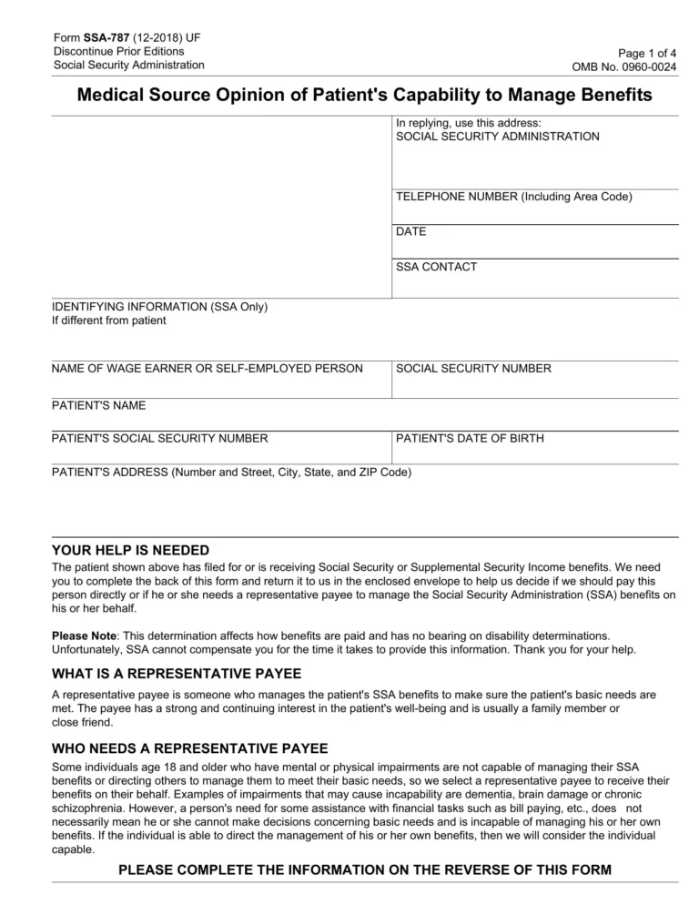 SSA 787 Printable Form 2023: A Comprehensive Guide