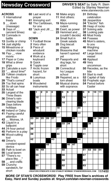 Stanley Newman Crossword Printable: A Guide to Solving and Enjoying Classic Puzzles