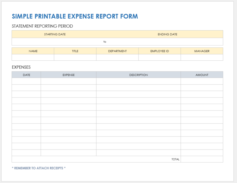 Streamlining Expense Management with Printable Expense Forms