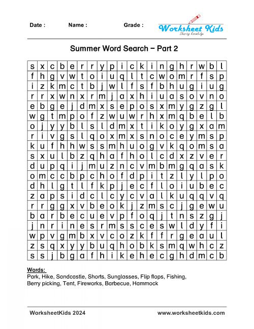 Summer Fun: Dive into the World of Free Printable Word Searches