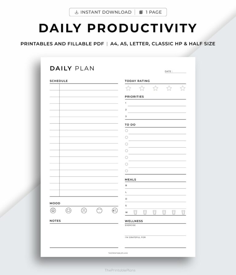 The Power of Planning: Printable Daily Planners for Enhanced Productivity and Organization