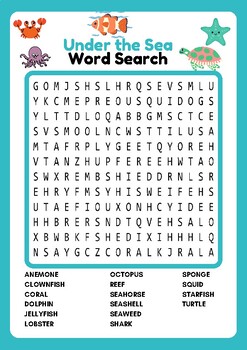 Under The Sea Word Search Printable: Dive into Learning and Fun