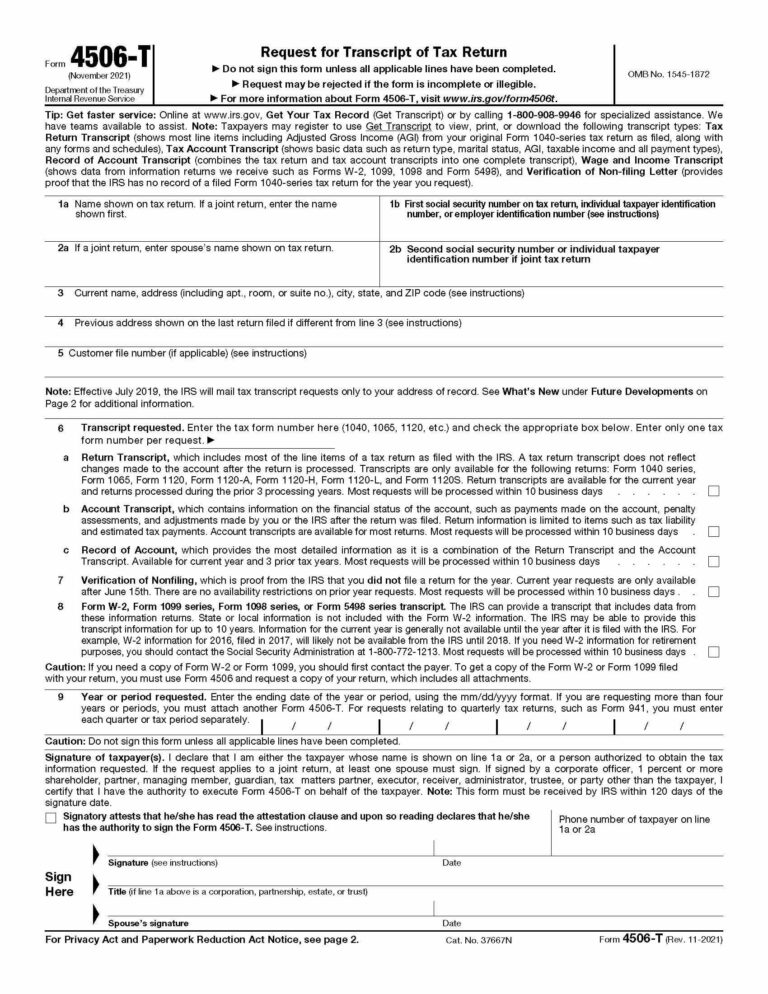 Understanding Form 4506-T Printable Form: A Comprehensive Guide