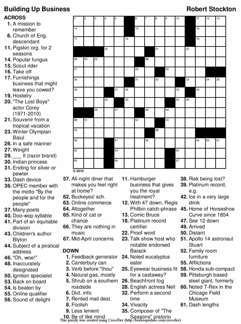 Usa Today Free Printable Crossword Puzzles: A Daily Dose of Brain Exercise