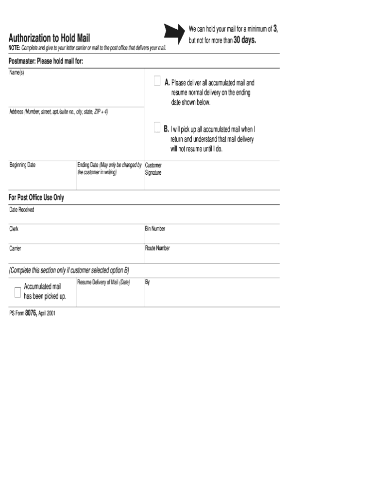 Usps Hold Mail Request Printable Form: Guide to Holding Your Mail