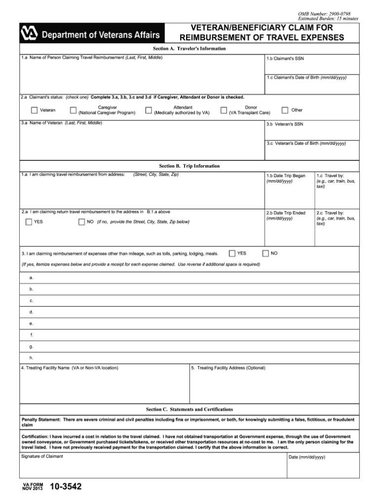 VA Form 10-3542 Printable: A Comprehensive Guide