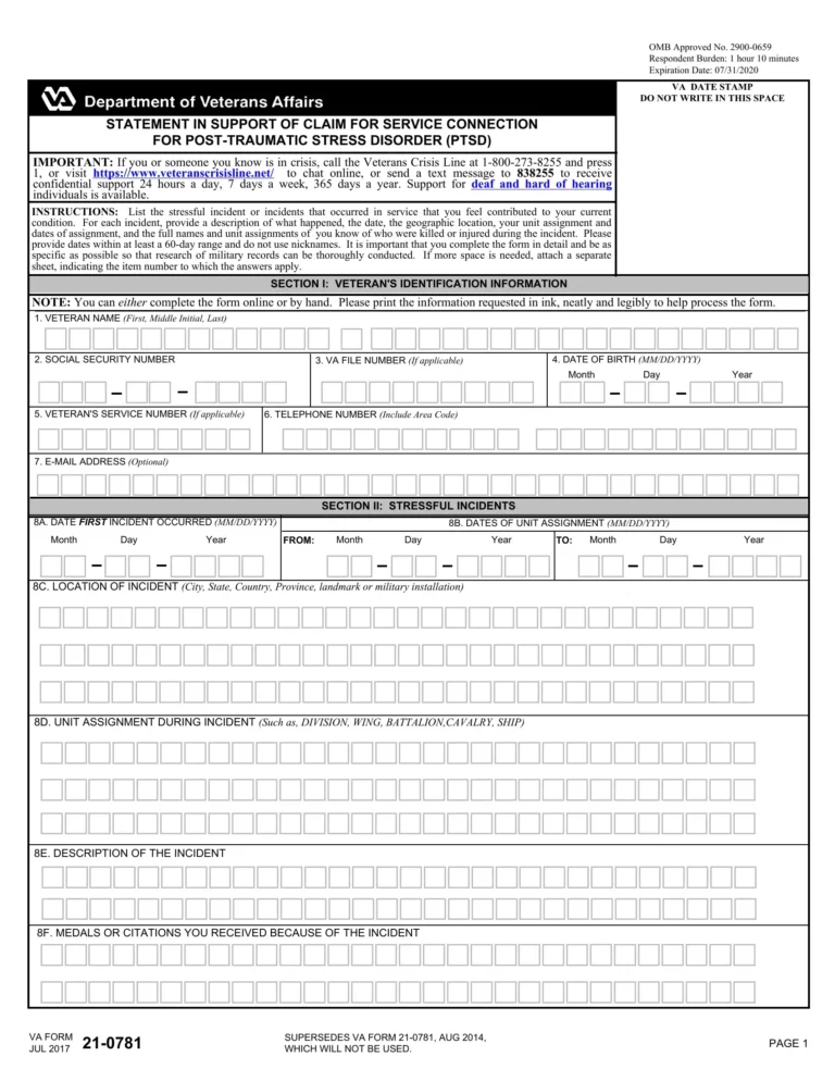 VA Form 21-0781 Printable: A Comprehensive Guide to Understanding and Utilizing the Form