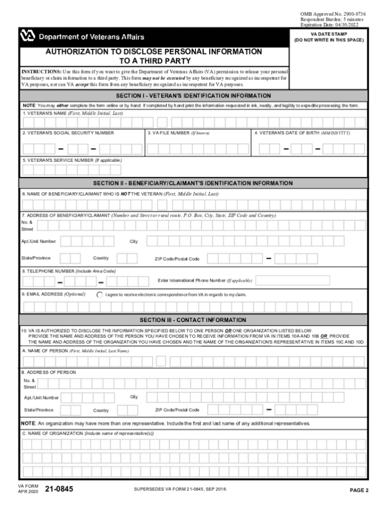 VA Form 21-0845 Printable: A Comprehensive Guide to Understanding and Using the Form