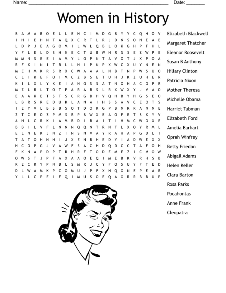 Women’s History Month Word Search Printable