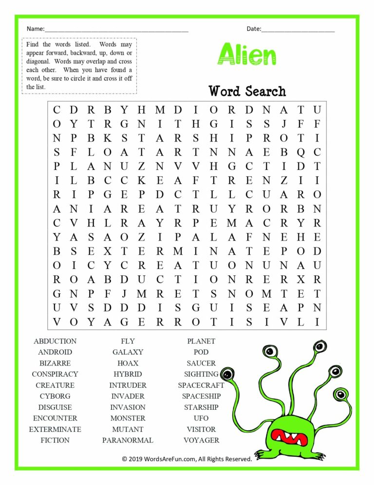 Word Search For 5 Year Olds Printable: Engage Young Minds in Learning and Fun