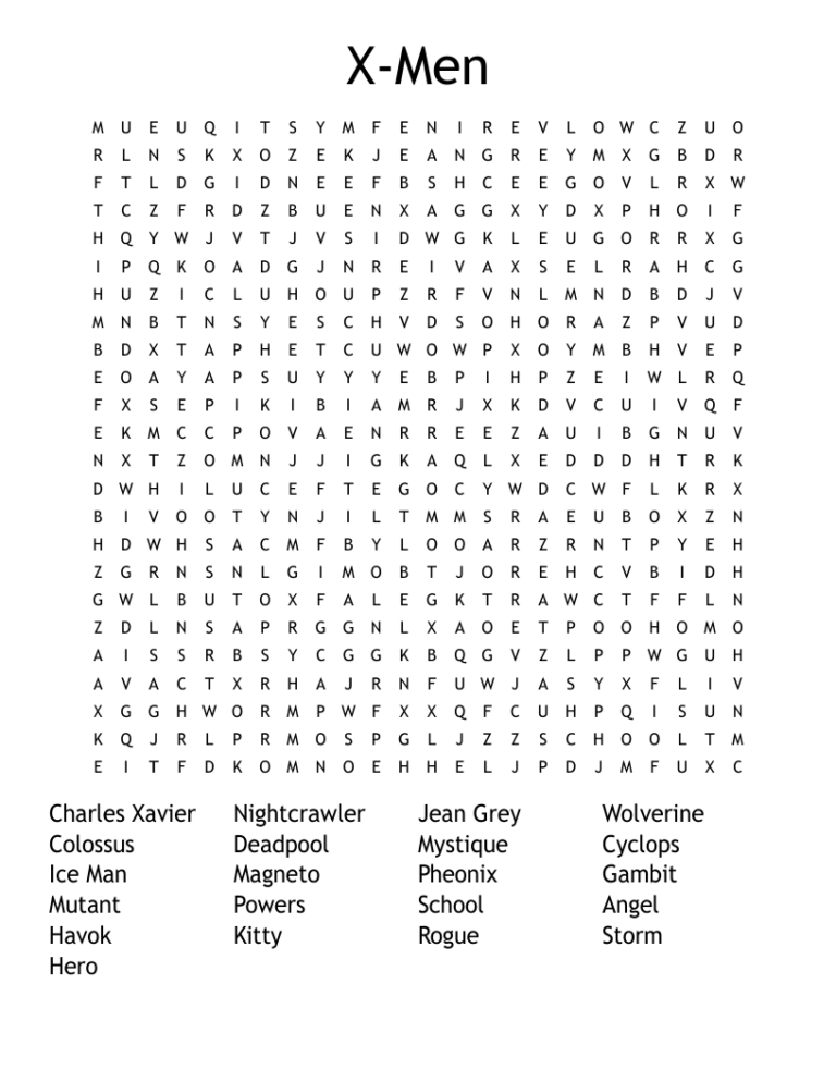 X Men Word Search Pro: A Cerebral Odyssey into the Marvel Universe