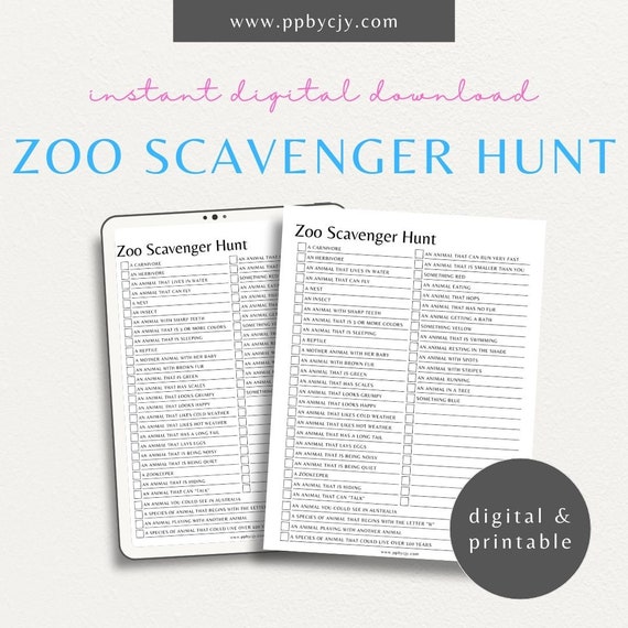 Zoo Scavenger Hunt Printable: An Educational Adventure for All Ages