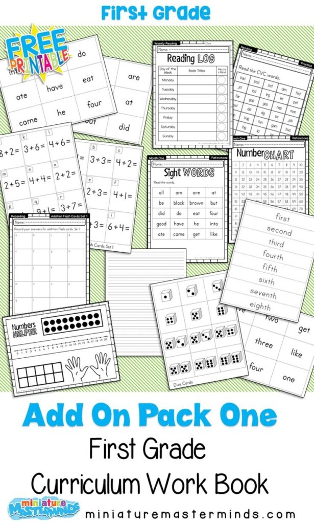 1st Grade Curriculum Printable Worksheets