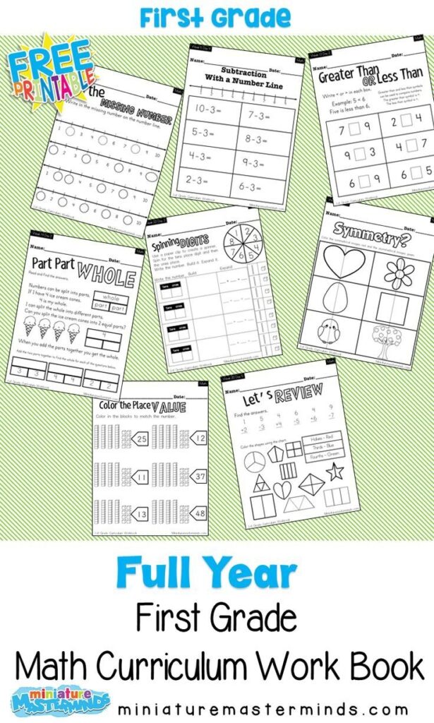 1st Grade Curriculum Printable Worksheets