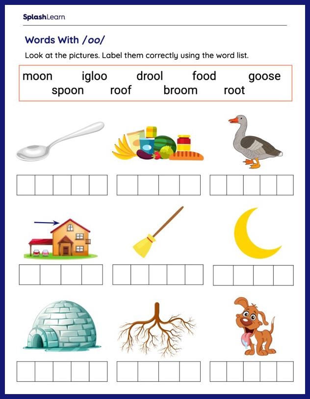 1st Grade ELA Words With Oo Worksheets Free Printable SplashLearn