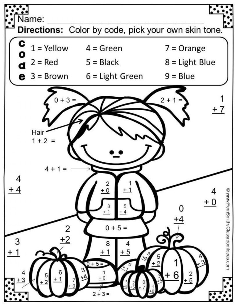 1st Grade Math Coloring Worksheets