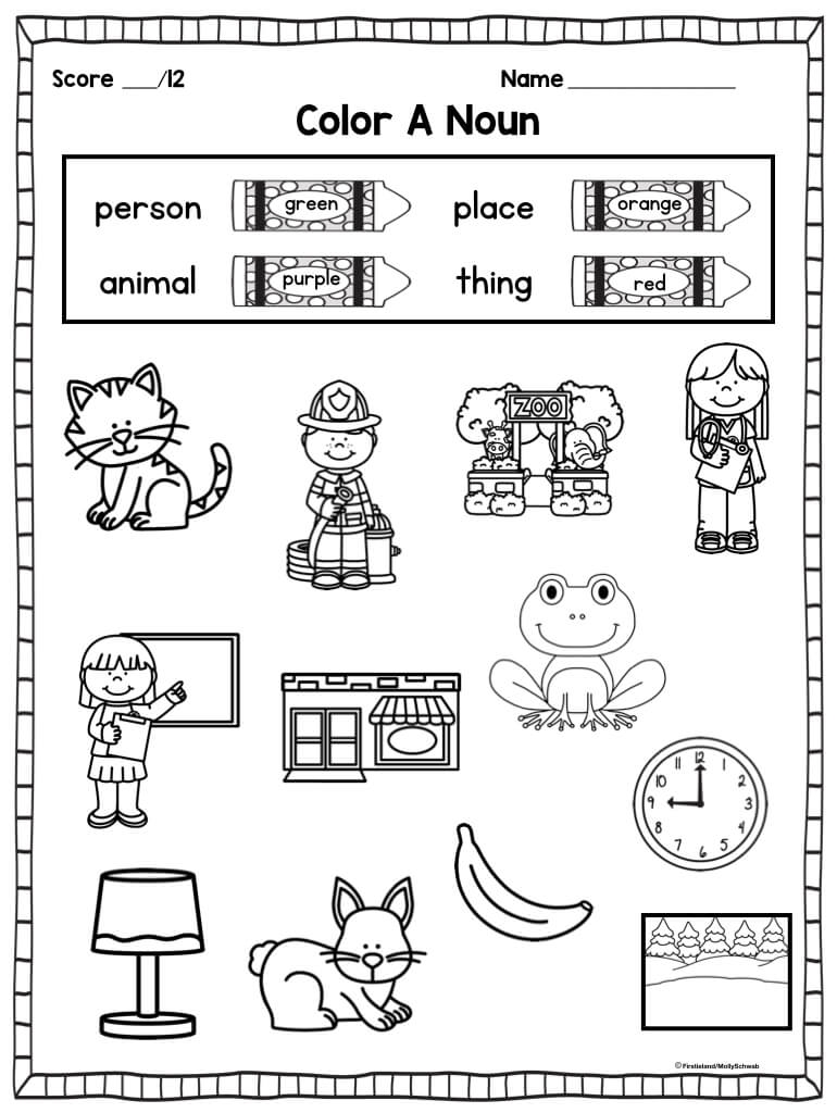 1st Grade Noun Worksheet