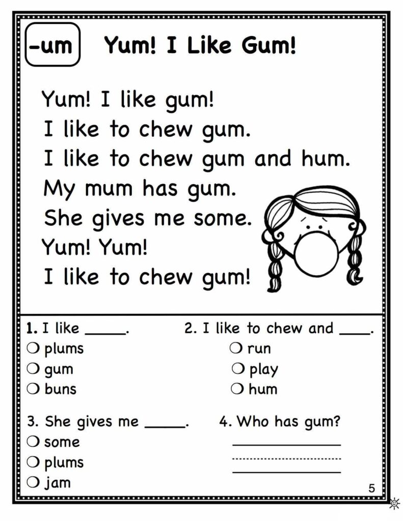 1st Grade Reading Worksheets Best Coloring Pages For Kids