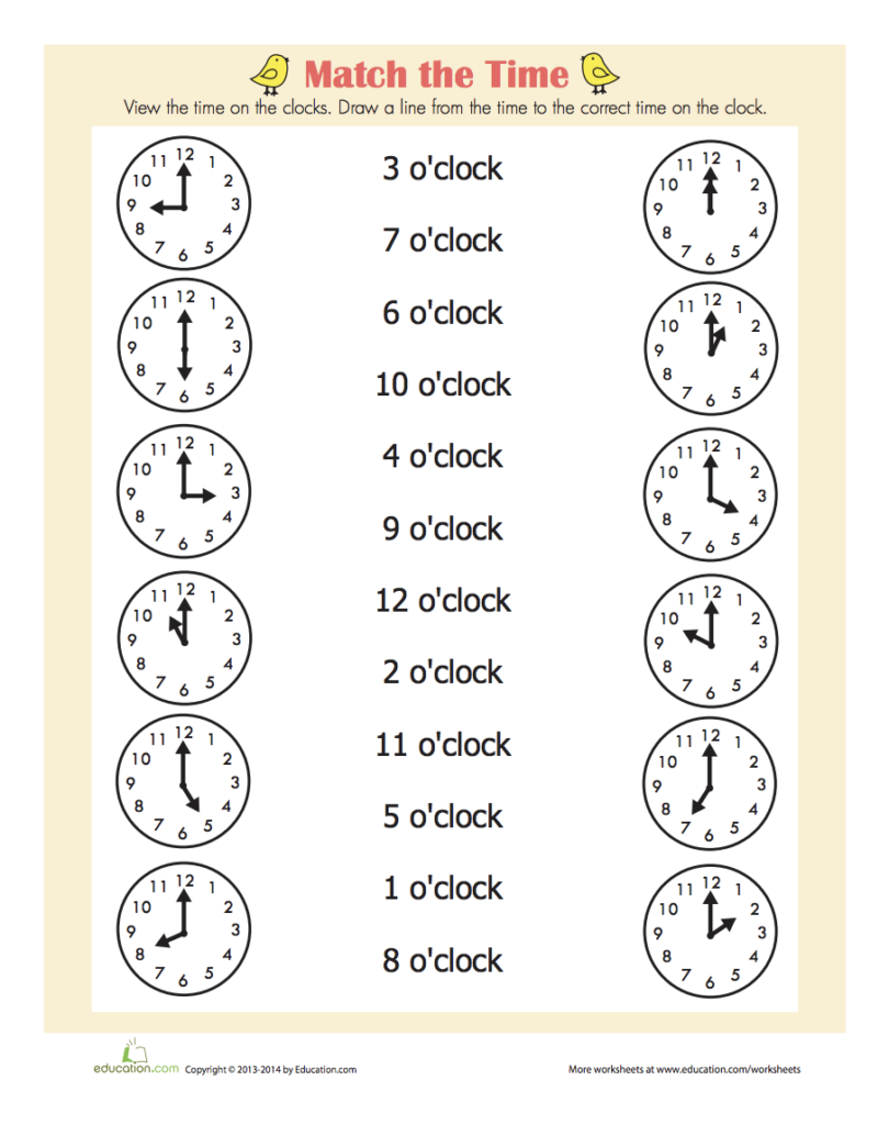 1st Grade Tell Time Worksheets