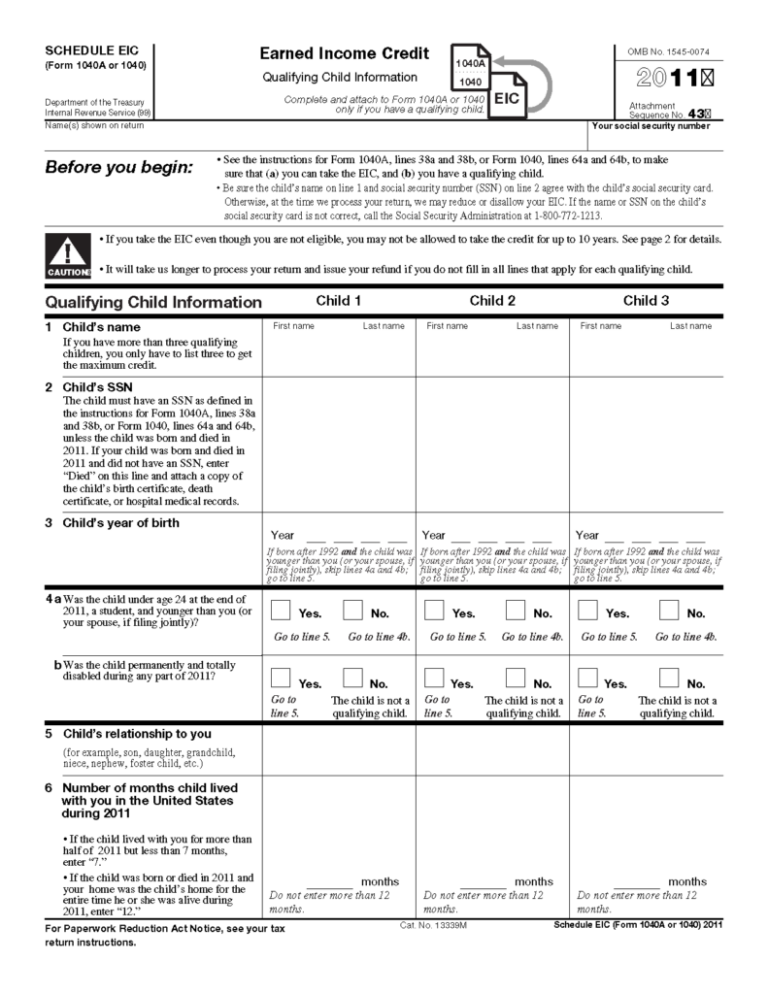 2022 Earned Income Credit Worksheet