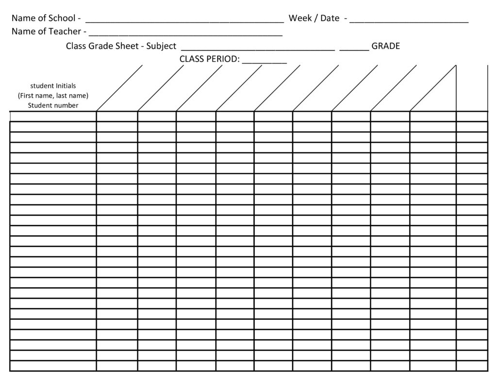 22 Images Of Free Blank Grade Sheet Template For A Student Free 