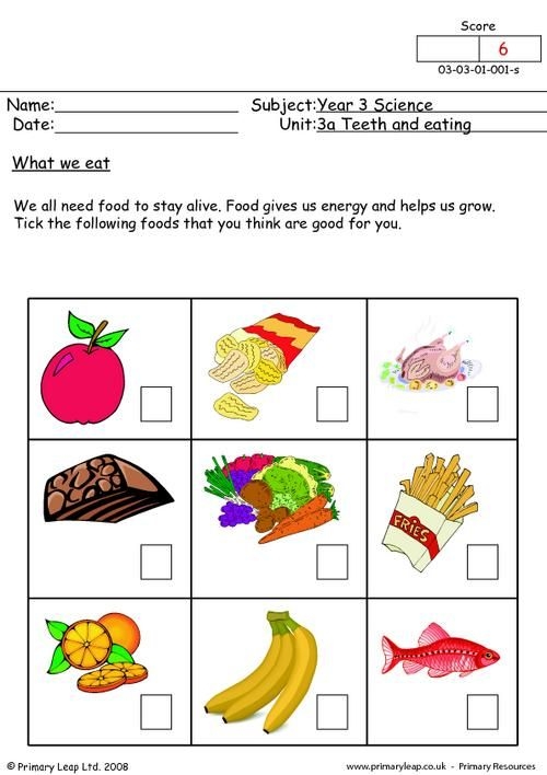 2nd Grade Health Worksheet