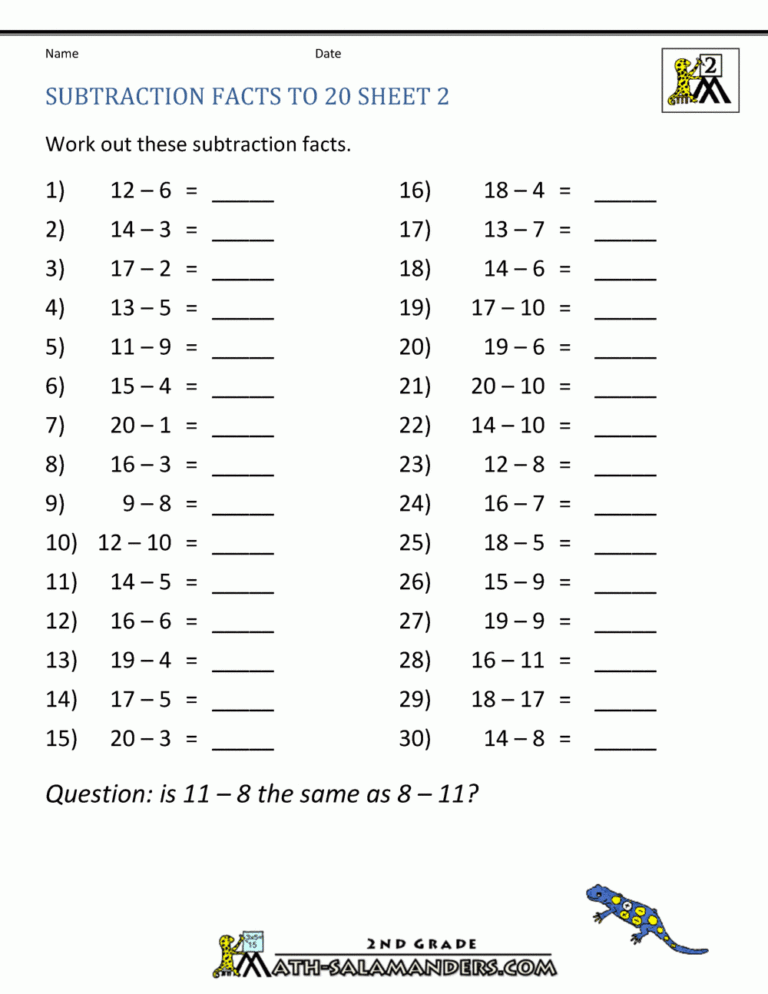 2nd Grade Math Facts Worksheets Free Printable Worksheet