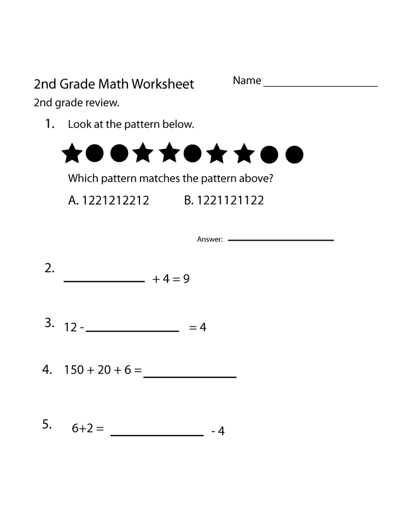 2nd Grade Math Homework Sheets