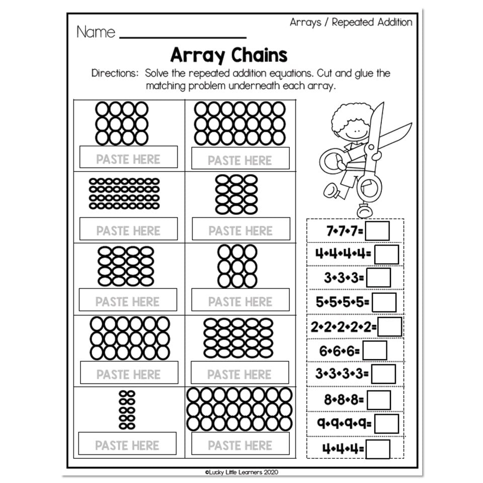 2nd Grade Math Worksheets Operations And Algebraic Thinking Arrays 