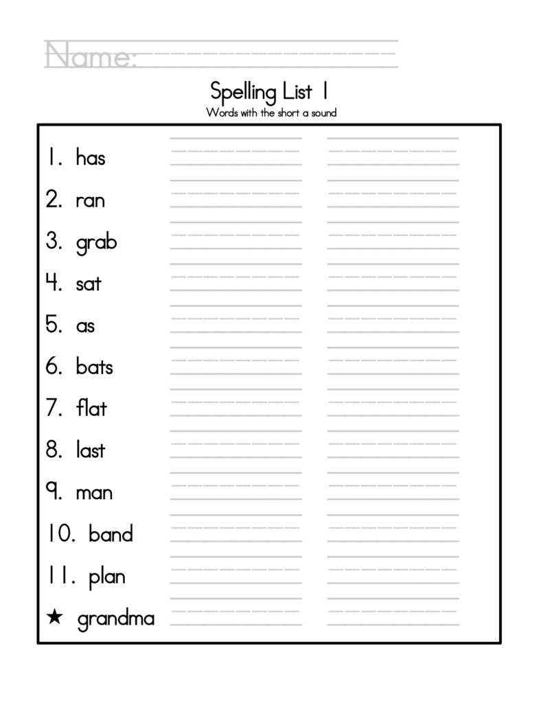 2nd Grade Spelling Worksheets