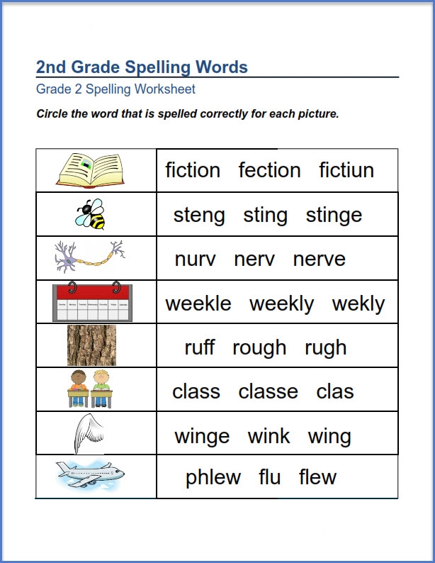 2nd Grade Spelling Worksheets