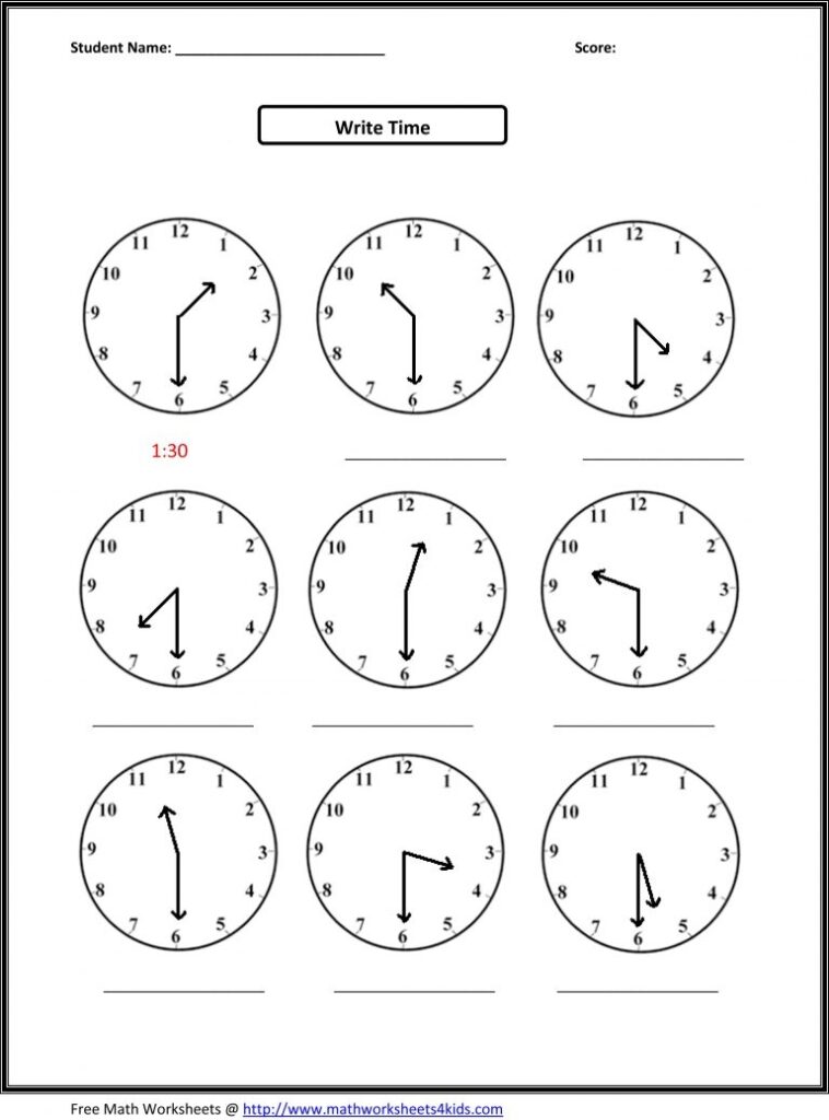 2nd Grade Time Clock Worksheets