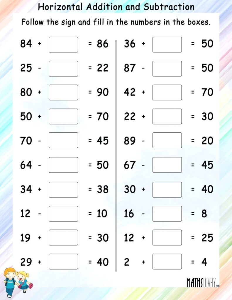 4 Free Math Worksheets Second Grade 2 Addition Add In Columns Missing 