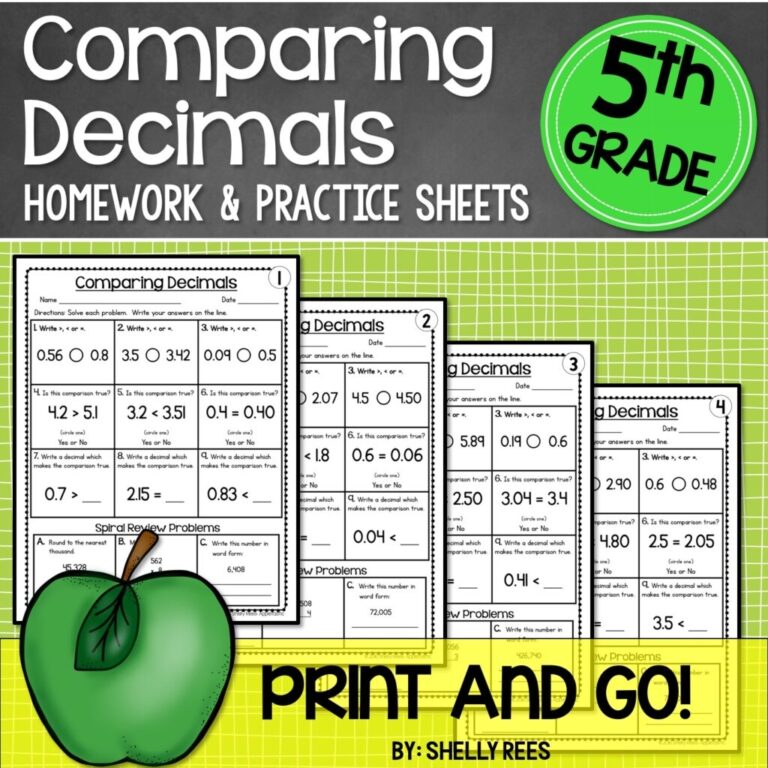 5th Grade Math Worksheets Free And Printable Appletastic Learning