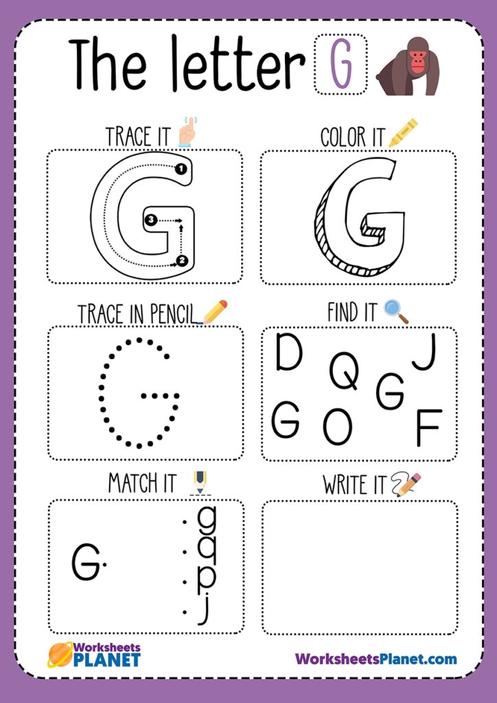 Activity For Letter G For Preschoolers