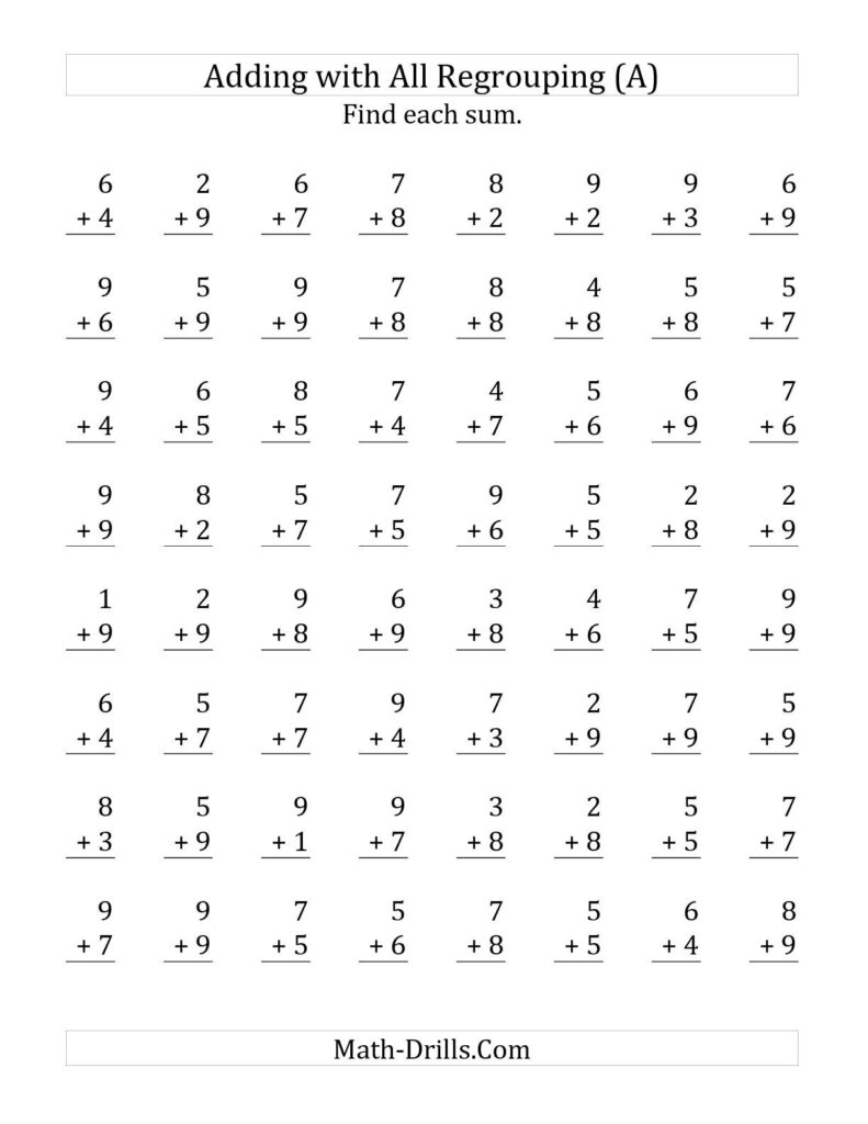 Addition Sheets For 2nd Grade